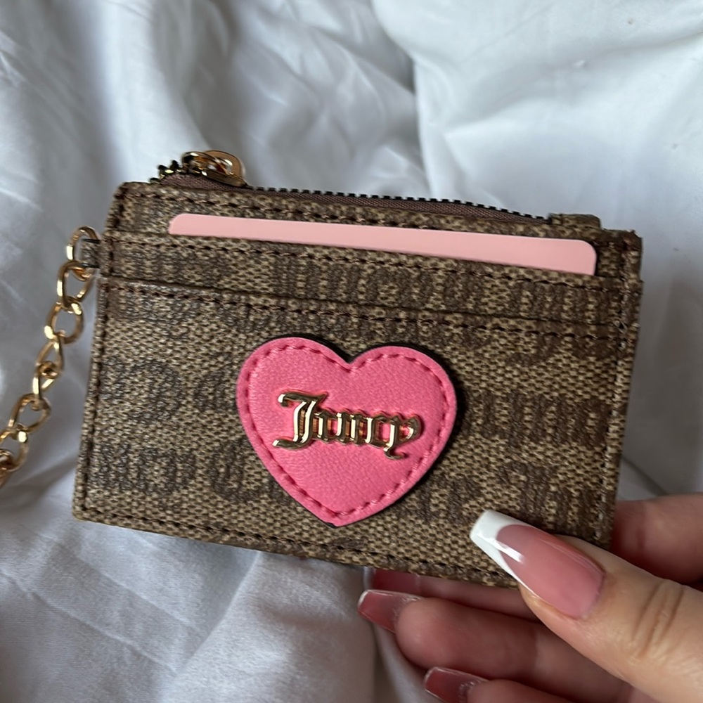 Juicy Couture Brown with hot pink heart wallet
